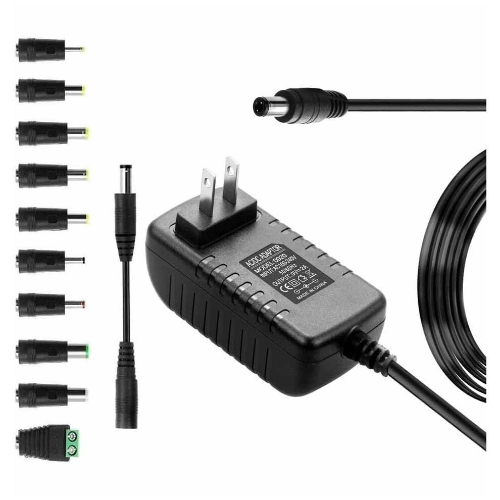 9V 2A Power Adapter Universal With 10 Multi Tips And Safety Protection For Router Led And Compatible With Arduino 9455672046329