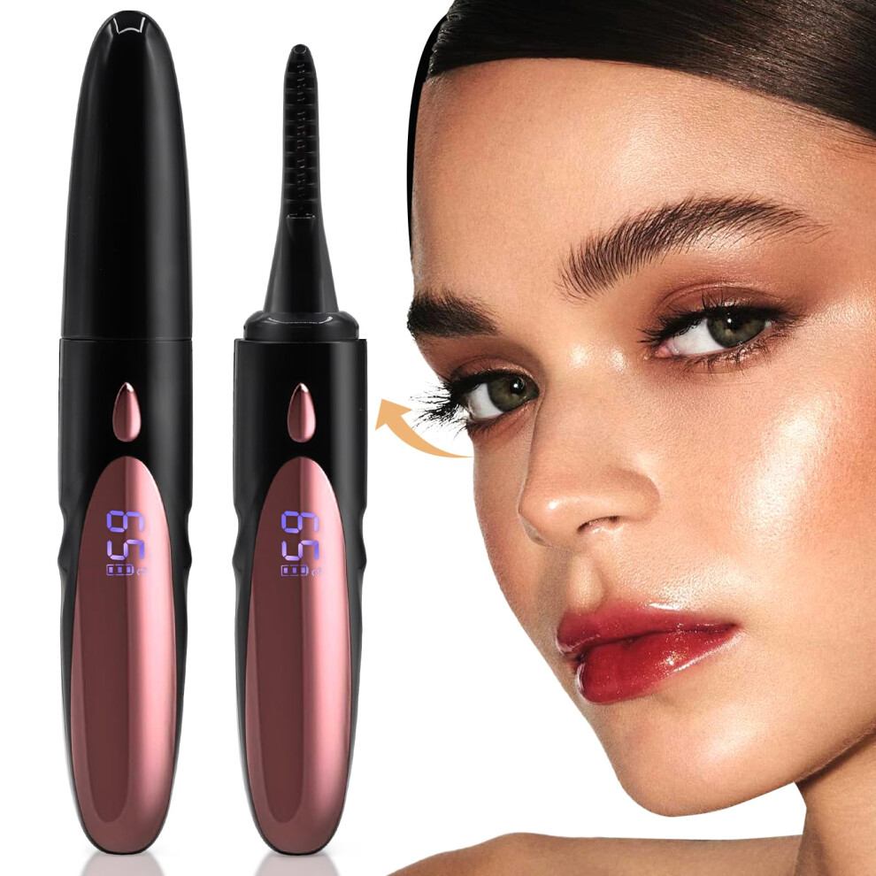 Black Heated Eyelash Curler Rapid 10S Heating 24H Longlasting Curl Typec Rechargeable 4 Temp Modes