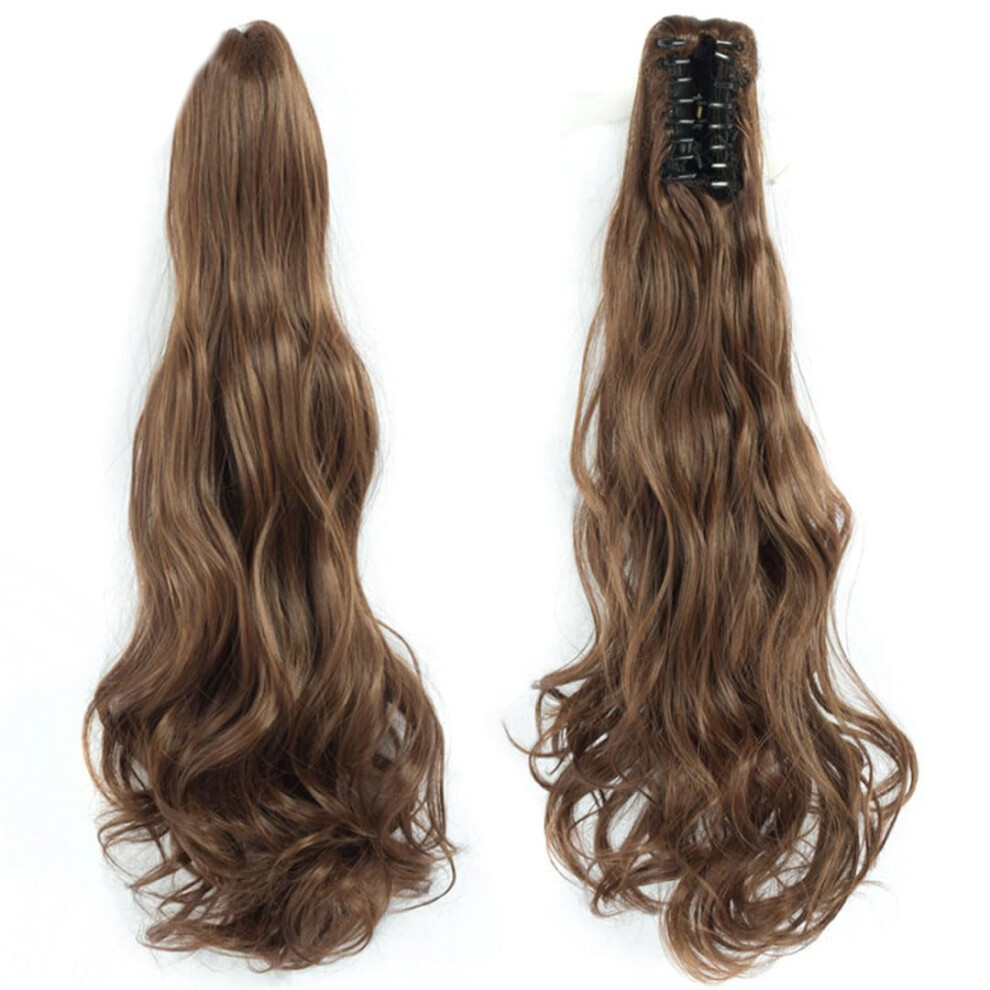 22 Inch Synthetic Ponytail Hair Extension Ombre Loose Wave HeatResistant Claw Clip for Women
