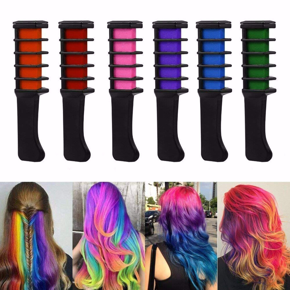 Dark Hair Chalk For Hair, 6 Washable Nontoxic Temporary Color Pens For Kids And Adults
