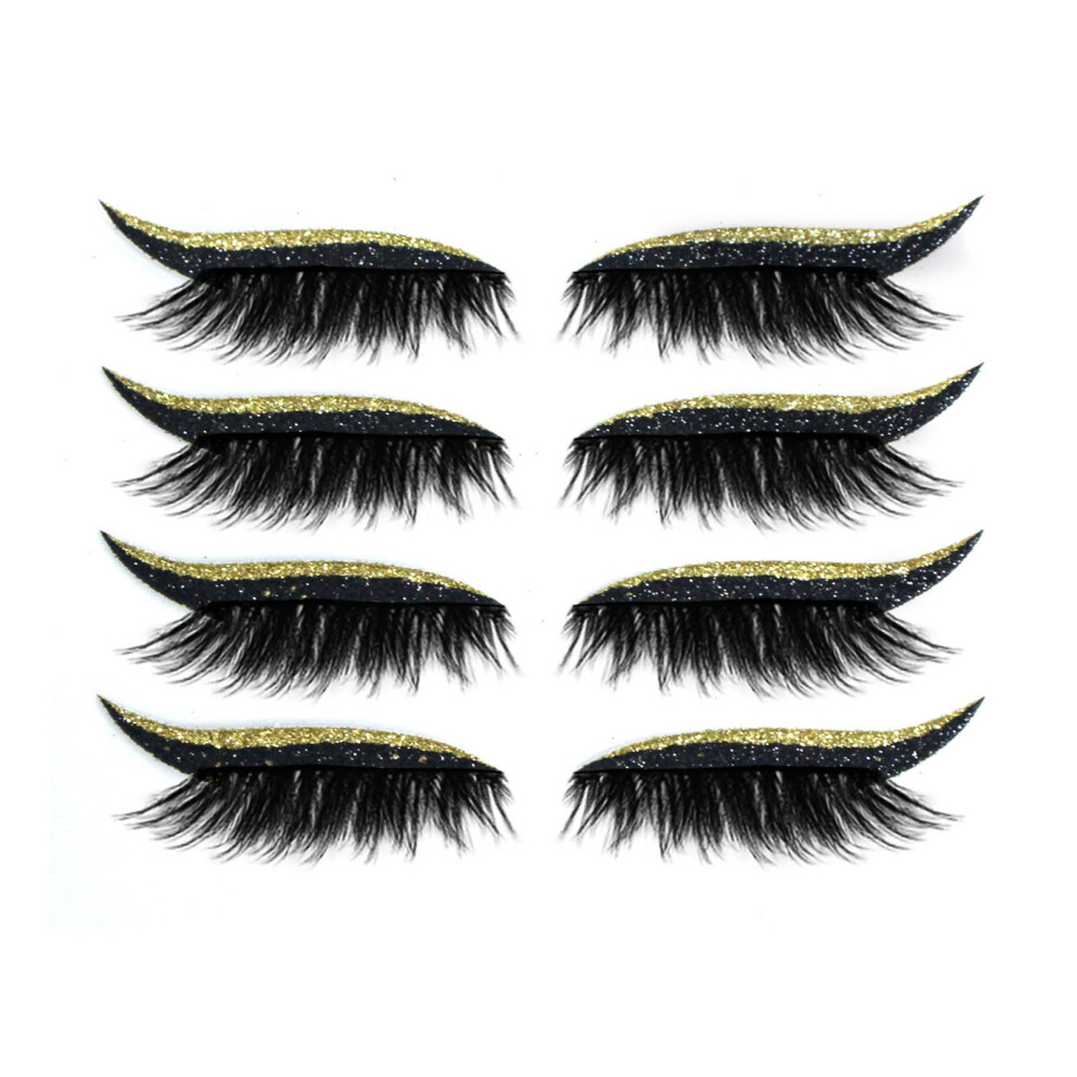 Gold Glitter Eyeliner Stickers For Eyes Waterproof Reusable Eyeliner And Eyelash For Party