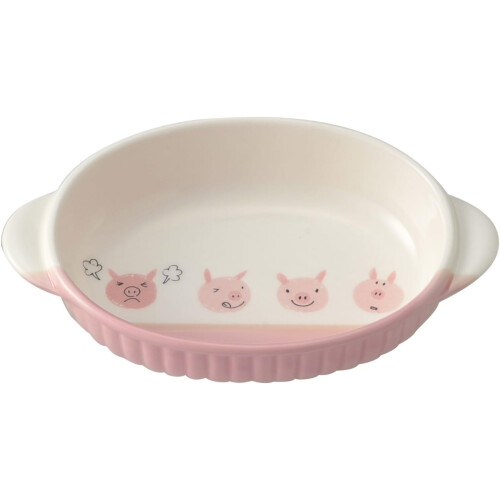 Small Ceramic Gratin Dish Oven Safe Pig Design Heat Resistant Bakeware 1