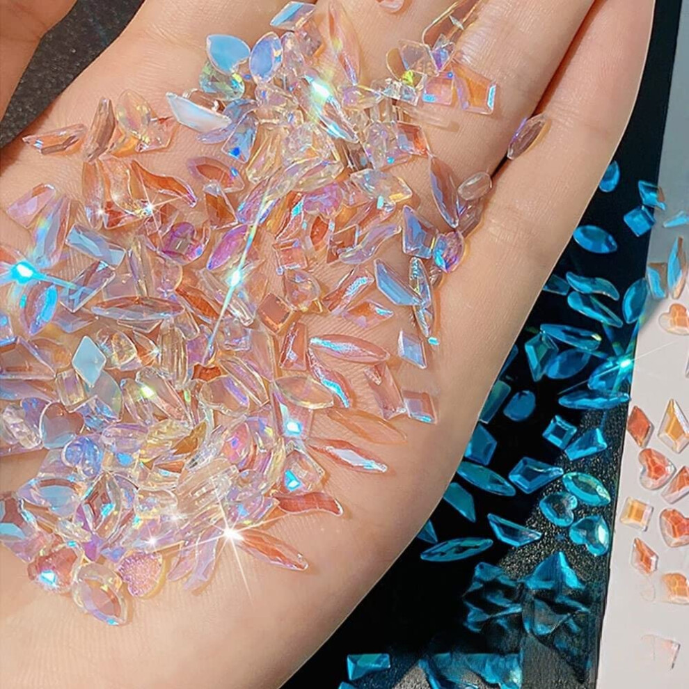 Long Lasting Press On Nails for Women with 3D Aurora Nail Art Rhinestones Gems for Easy Styling