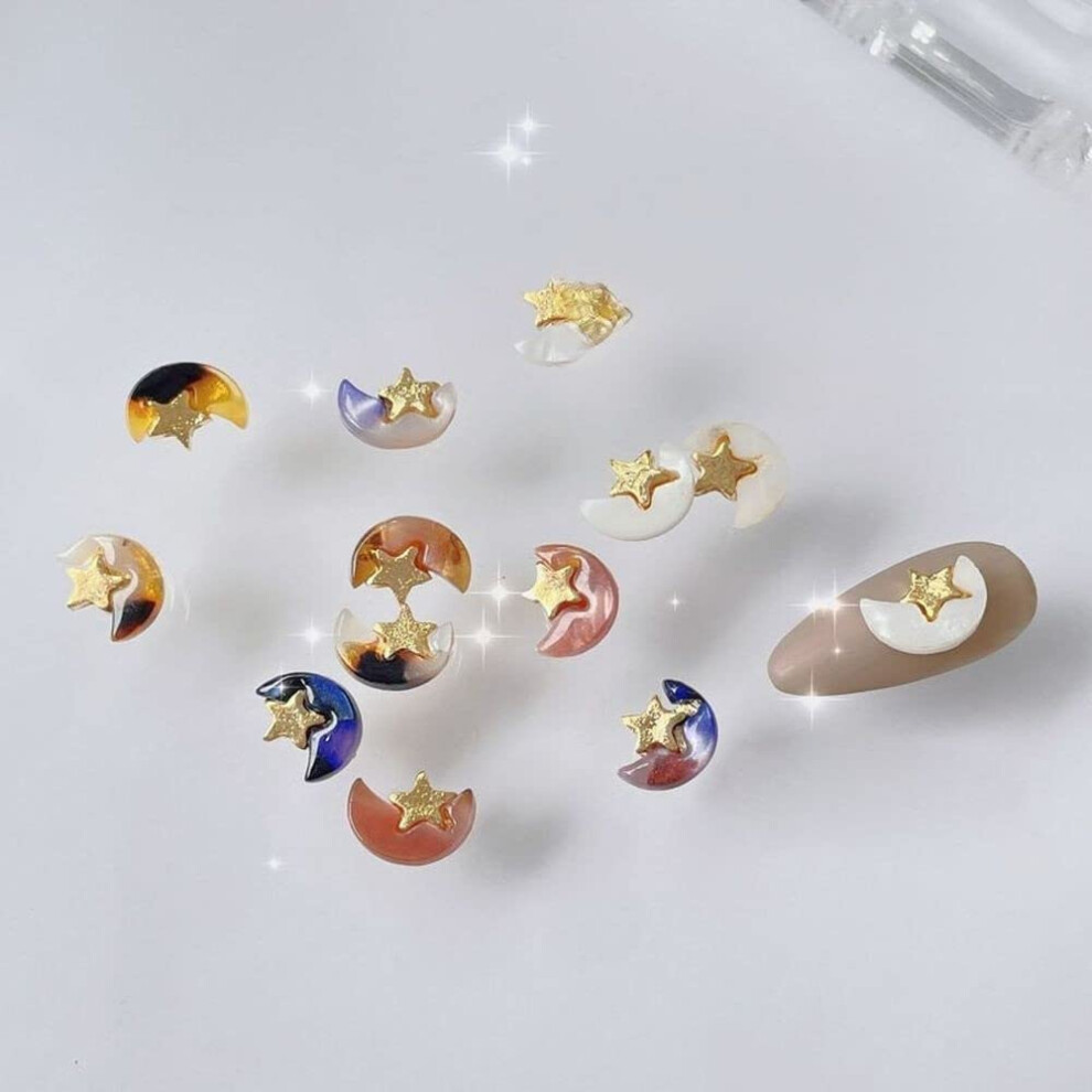 Press On Nails with 3D Japanese Nail Art Charms Stones Stars, SalonQuality Acrylic Nail Tips