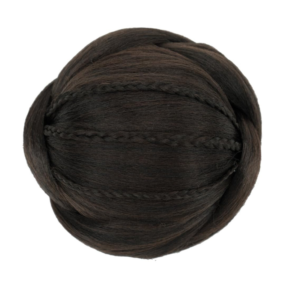 Unisex Brown Hair Bun Extension Chignon Hairpiece Chocolate Braided Updo Clip In For Women