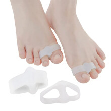 Pack of 10 Bunion Corrector Toe Separators with Double Loops for Pain Relief and Toe Alignment White