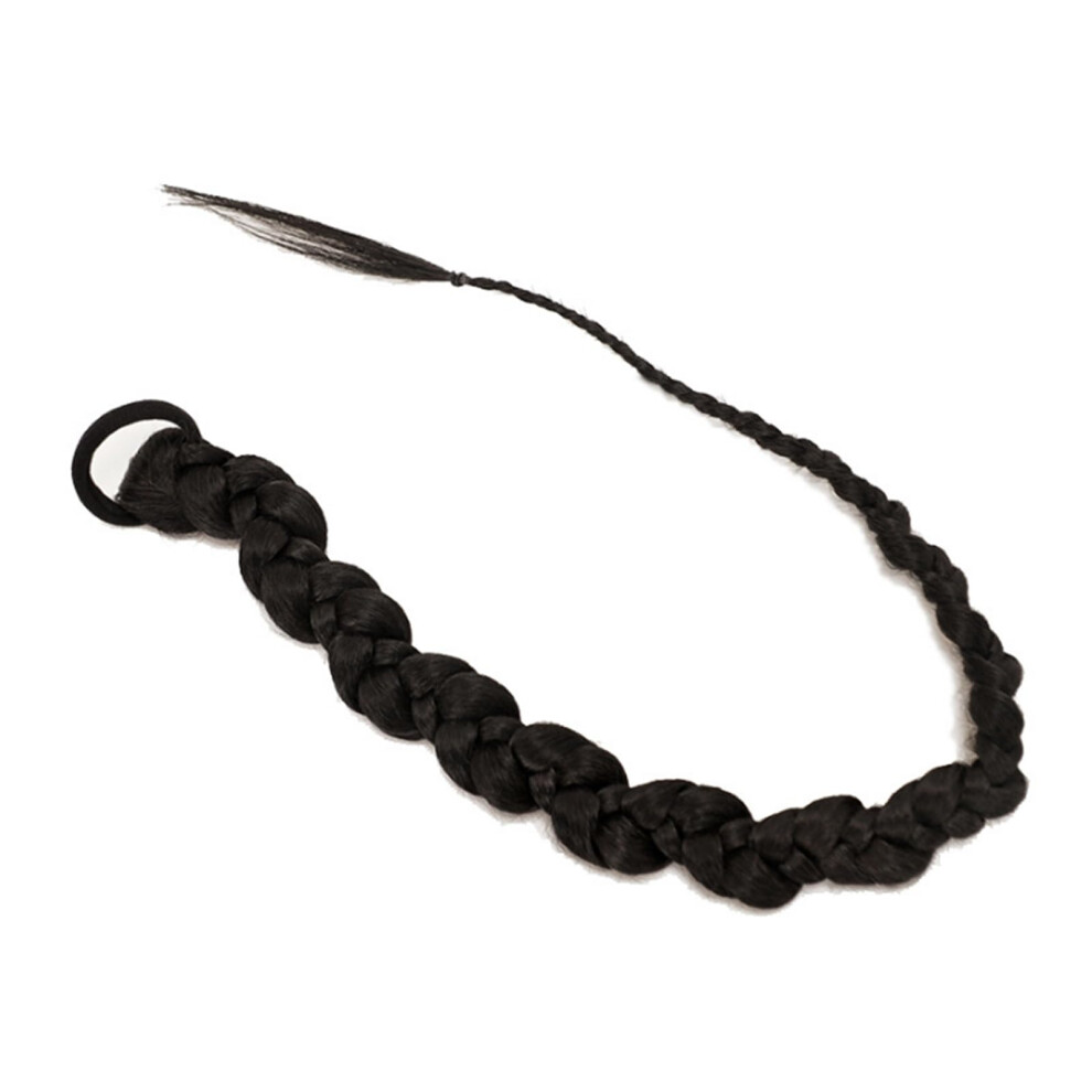 28 Inch Wrap Around Ponytail Hair Extension Heat Resistant Synthetic Hairpiece for Women Black