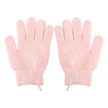 Exfoliating Bath Gloves for Women with Full Palm Coverage, Gentle Body Scrub, Pink One Size