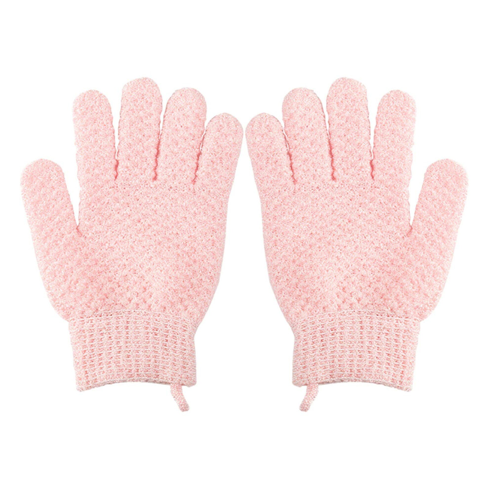 Exfoliating Bath Gloves for Women with Full Palm Coverage, Gentle Body Scrub, Pink One Size