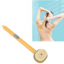 Long Handle Bath Brush with Soft Bristles, Removable Head, Yellow