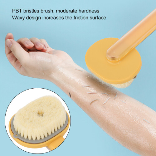 Long Handle Bath Brush with Soft Bristles, Removable Head, Yellow 1