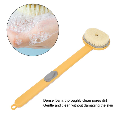 Long Handle Bath Brush with Soft Bristles, Removable Head, Yellow 2
