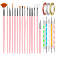 Professional Nail Art Tools Kit with 15 Brushes and 5 Dotting Tools for DIY and Salon Designs