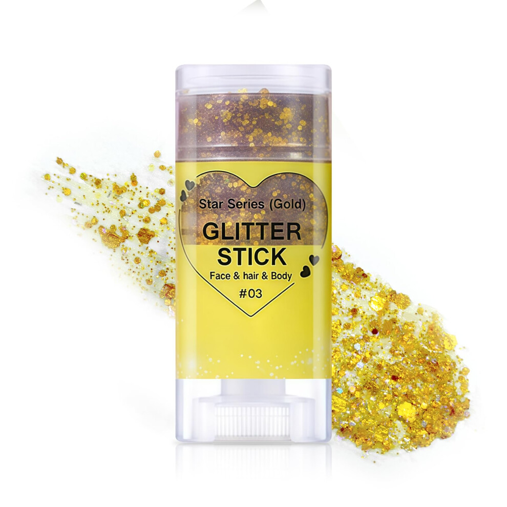 Gold Body Glitter Stick Chunky Holographic Sparkle For Face Hair Body Festival Rave Halloween