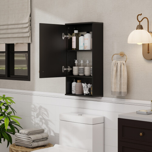 ELECWISH Wall Mounted Bathroom Cabinet Wooden Cupboard 1