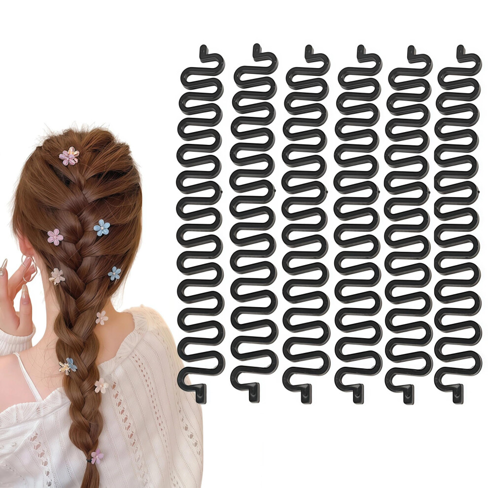 Unisex Black 6 Pcs 7.5Inch Hair Braiding Tool With Clips, Diy Fishbone And French Centipede Braid Maker For Women
