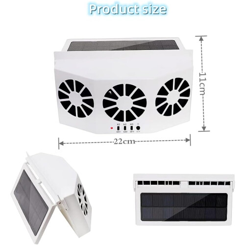 Solar Car Fan with Ventilation System, Solar Powered Window Exhaust for Temperature Control, White 2