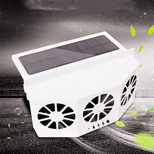 Solar Car Fan with Ventilation System, Solar Powered Window Exhaust for Temperature Control, White 1
