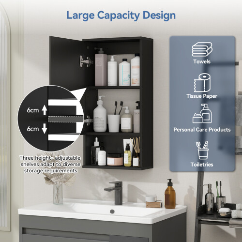 ELECWISH Wall Mounted Bathroom Cabinet Wooden Cupboard 2