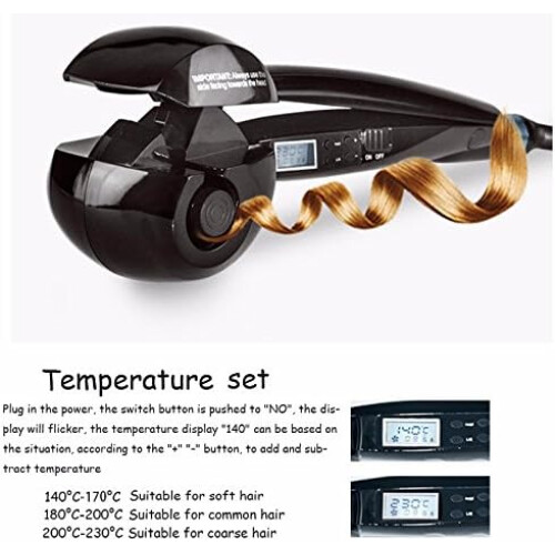 Automatic Hair Curler with LCD Display, Ceramic Rotating Barrel, Adjustable Temperature, Black 1