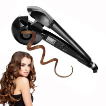 Automatic Hair Curler with LCD Display, Ceramic Rotating Barrel, Adjustable Temperature, Black