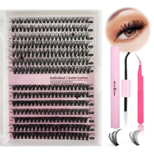 DIY Eyelash Extension Kit with Mixed Length Volume Lash Extensions, Natural Look Reusable Set