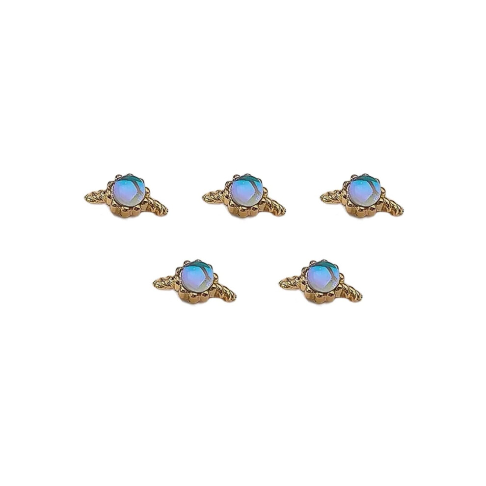 5Pcs Heart Shaped Nail Art Rhinestones 3D Alloy Charms Sparkling Decorations for Manicure