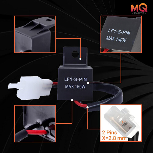 2Pack 12V 2Pin 150W LED Flasher Relay for Motorcycles Fixes Hyper Flash Easy Install 1