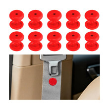 10 Sets Universal Car Seat Belt Stopper Buttons, SnapOn Buckle Holders, AntiSlip for SUV Truck Sedan Red