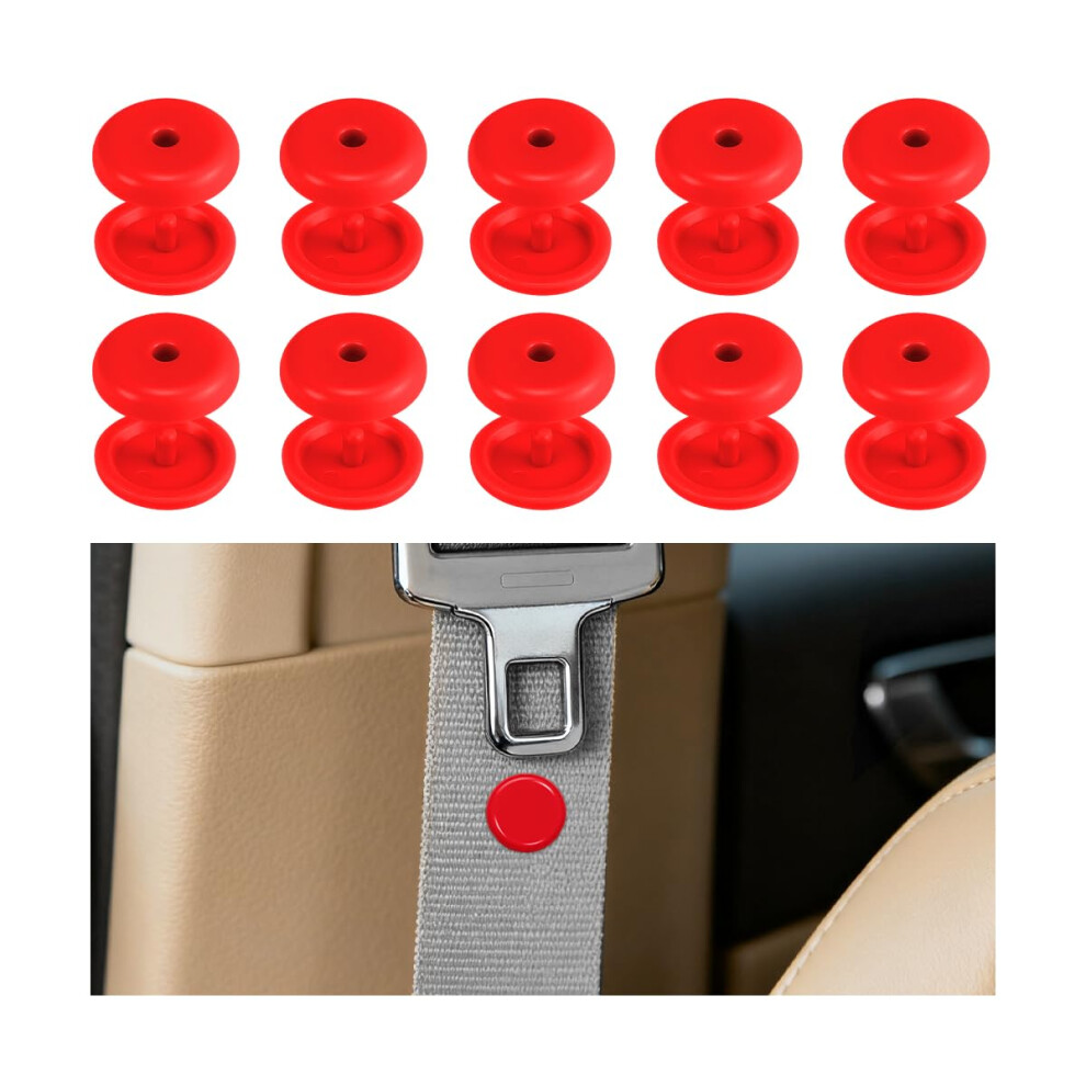 10 Sets Universal Car Seat Belt Stopper Buttons, Snapon Buckle Holders, Antislip For Suv Truck Sedan Red 9455672047814
