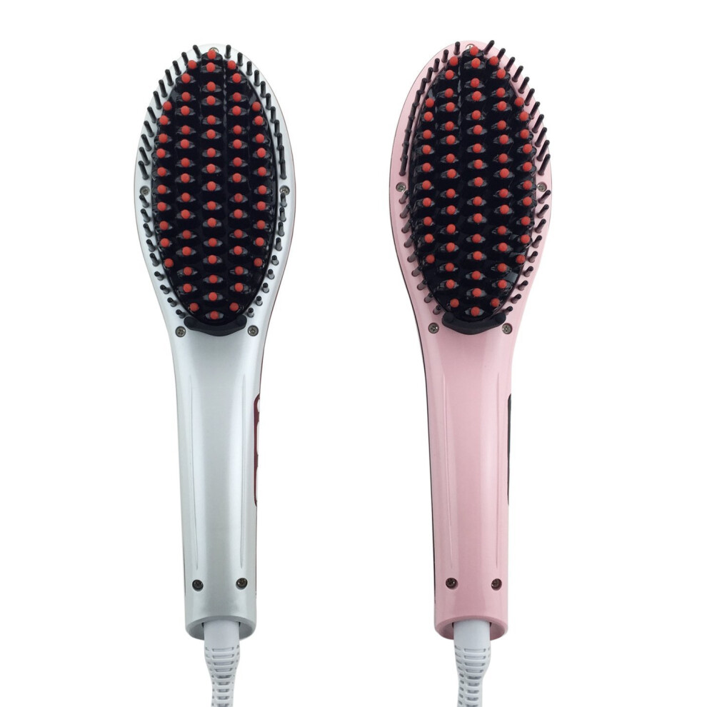 Professional Ceramic Hair Straightening Brush with Fast Heating and Auto Safety Shutoff
