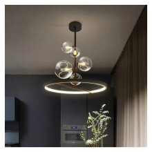 LED Pendant Light Modern Nordic Glass Ball Chandelier for Living Dining Room Kitchen 48cm Warm White