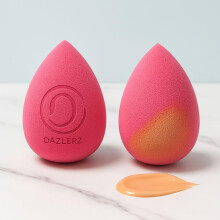Makeup Sponge Set Pack of 2 Teardrop for Foundation Seamless Finish Pink Rose