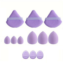Makeup Sponge Set 12pcs for All Skin Types with Puffs and Mini Air Cushion for Flawless Finish