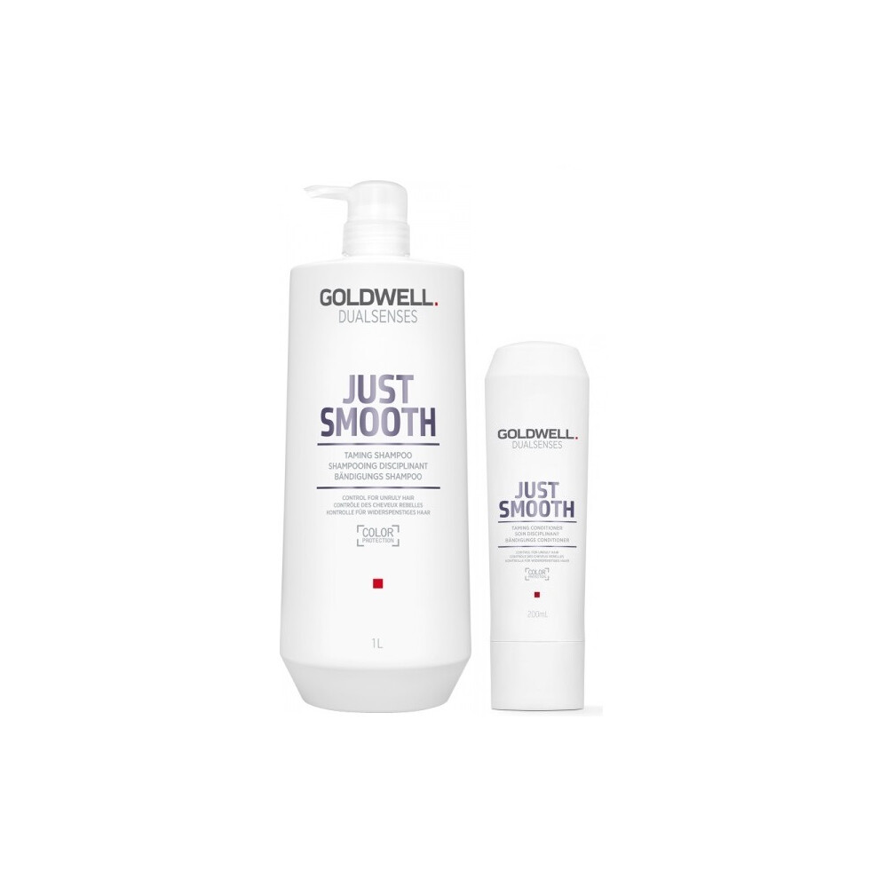 Goldwell Dualsenses Just Smooth Taming Shampoo 1000Ml And Conditioner 200Ml