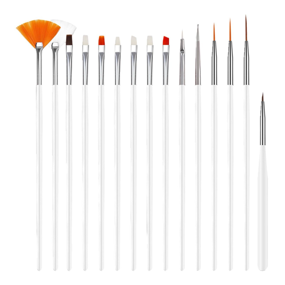 15 Piece Nail Art Brush Set for Gel and Acrylic Designs, Professional Painting Brushes