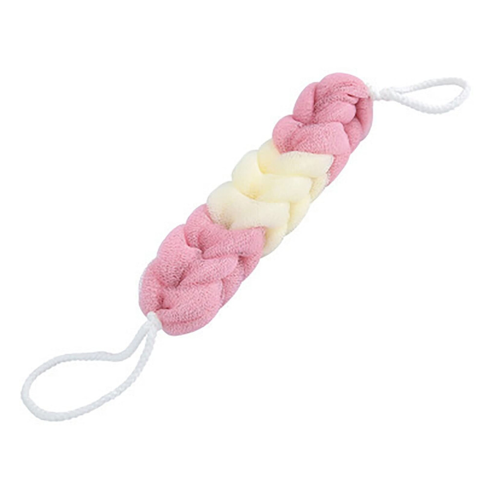 Pink Bath Body Brush Long Stretchable Exfoliating Bath Towel For Shower Knitted Back Scrubber