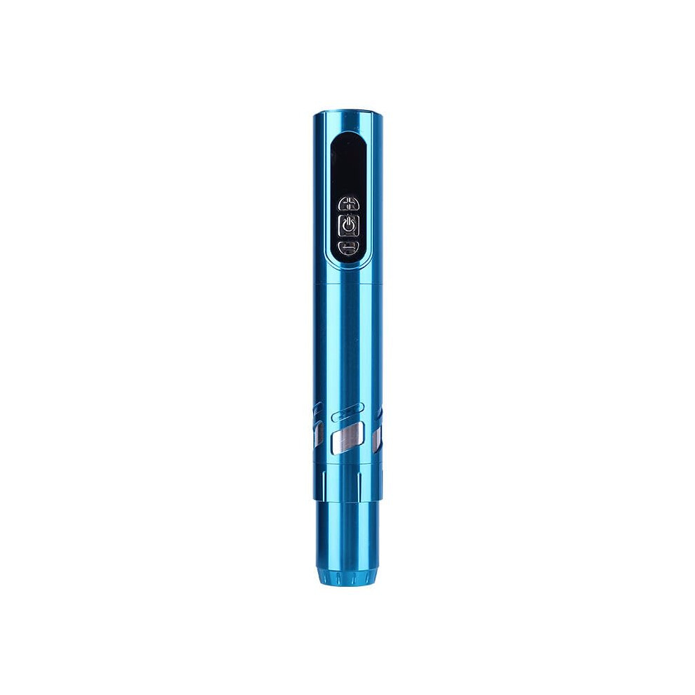 Blue Wireless Tattoo Pen Machine With Lcd Display, Dual Batteries, Lightweight Rotary Gun For Artists,