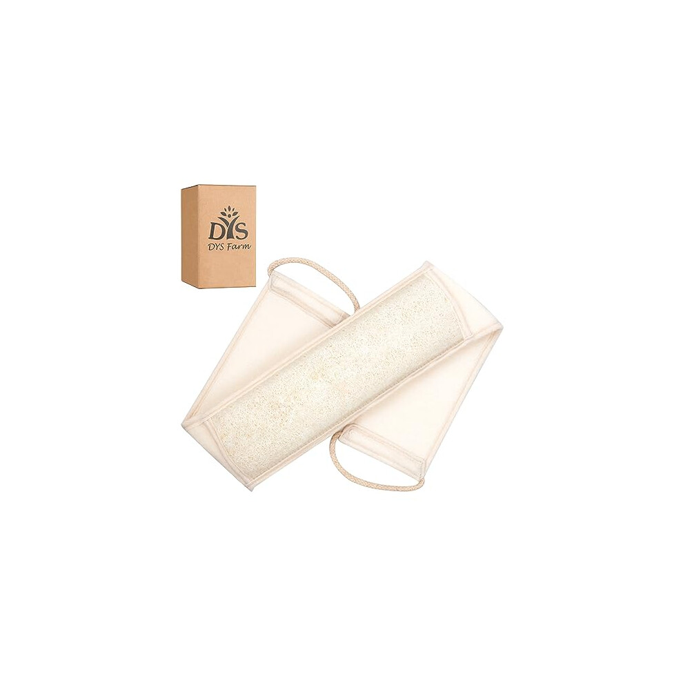 Natural Loofah Back Scrubber with Handles for Shower, Gentle Exfoliating Body Sponge for Deep Cleansing