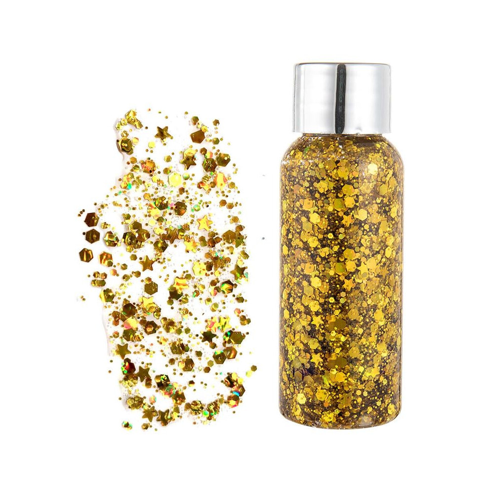 Glitter Gel with Holographic MultiColor Shine for Festival Face and Body Makeup, 9 Colors