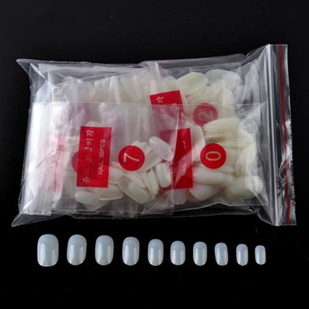 600pcs Full Cover False Nail Tips Set Natural Acrylic Multiple Sizes for Salon and DIY Nail Art