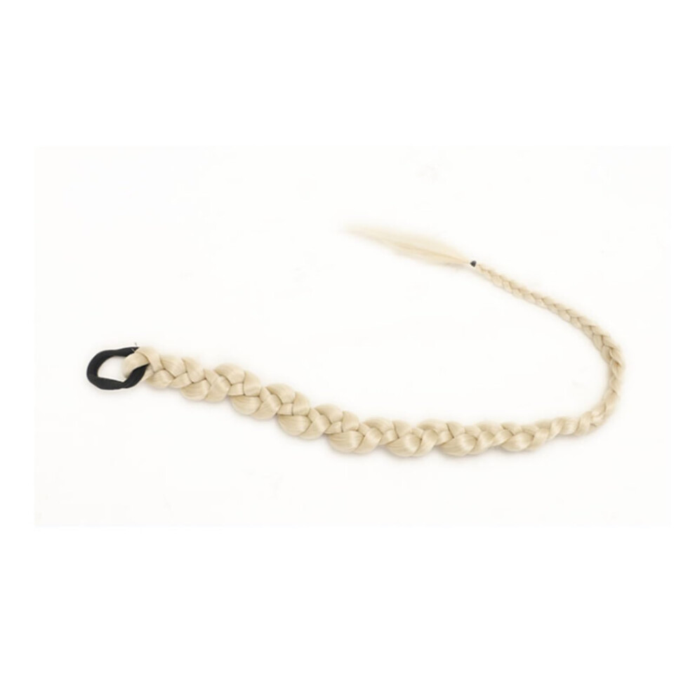 28 Inch Long Gold Synthetic Ponytail Hair Extensions Wrap Around Hairpiece with Natural Hairline