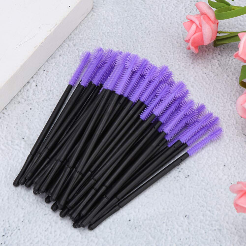 Disposable Eyelash Brushes 50pcs Silicone Mascara Wands for Precise Lash Application Purple 2