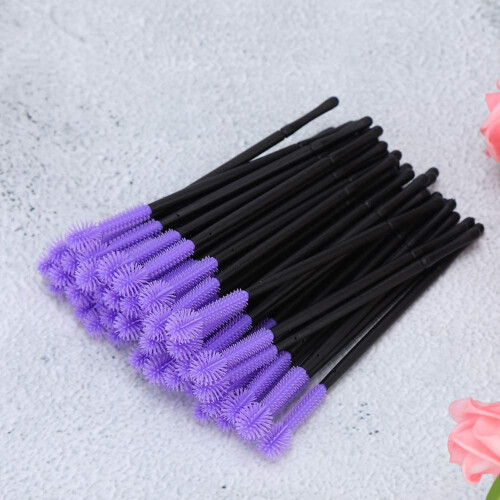 Disposable Eyelash Brushes 50pcs Silicone Mascara Wands for Precise Lash Application Purple 1