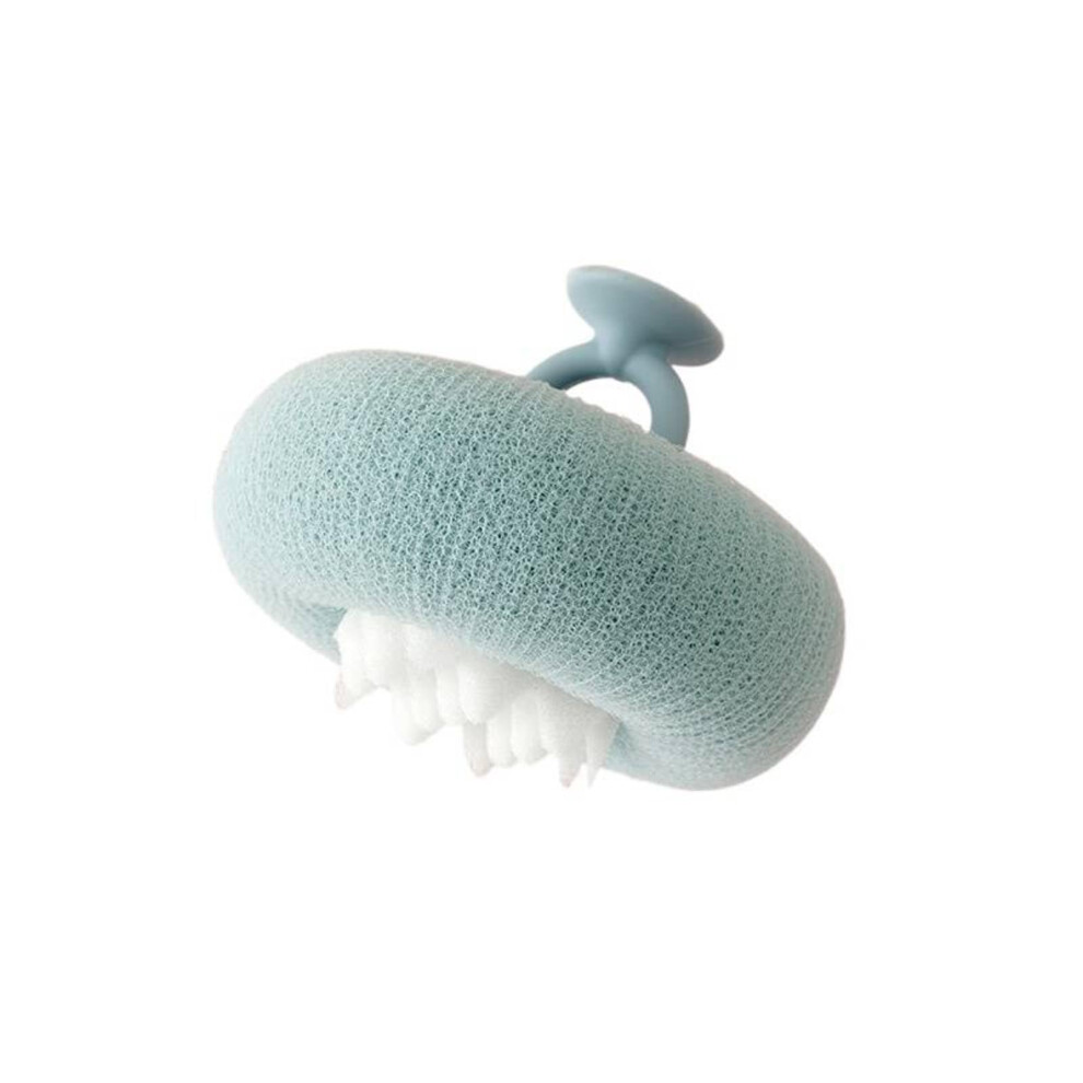 Sunflower Loofah Back Scrubber with Suction Cup, Cyan Bath Sponge for Body Cleaning and Massage
