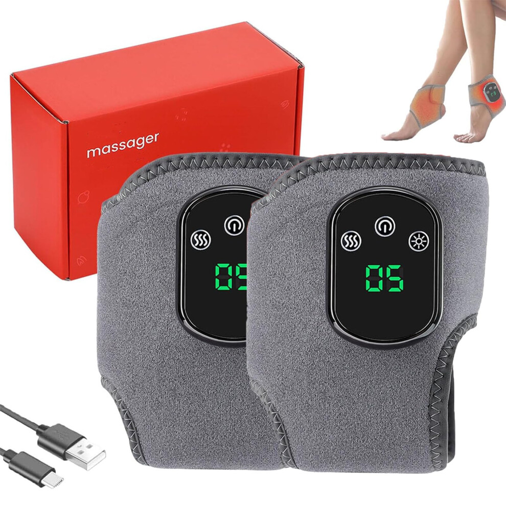 Heated Foot Massager for Swollen Feet Relief, Rechargeable Cordless Ankle Wrap with 5 Heat Levels, 2pcs