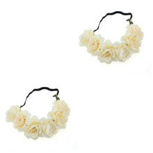 Elegant Flower Crown and Floral Headband Set for Weddings Parties Brides Bridesmaids Girls Elastic Fit