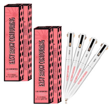 4 in 1 Waterproof Eyebrow Contouring Pencil for Natural Brow Definition, Long Lasting Shades (1#+3#)