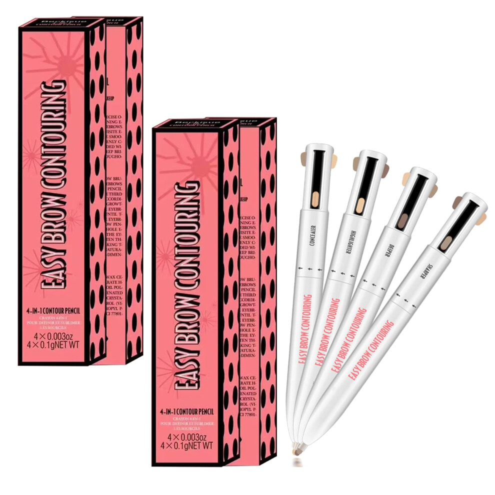 4 in 1 Waterproof Eyebrow Contouring Pencil for Natural Brow Definition, Long Lasting Shades (1#+3#)
