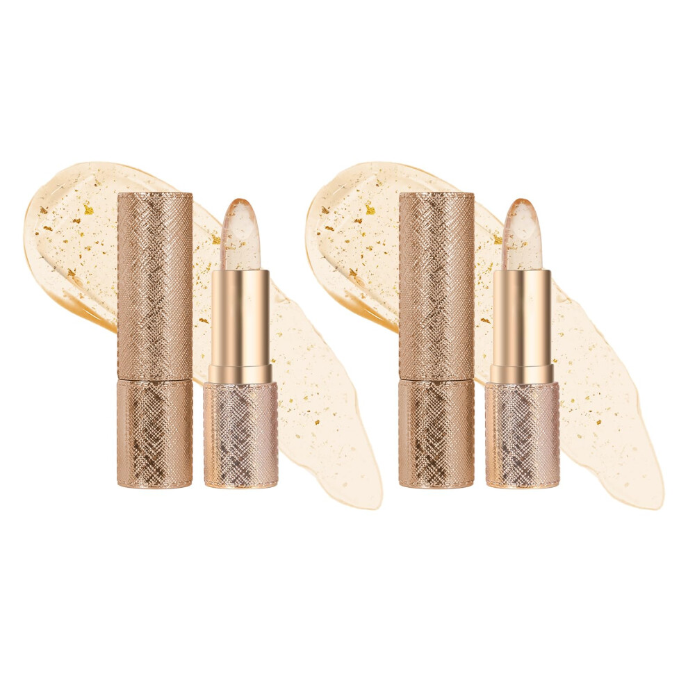 Color Changing Transferproof Lipstick with Gold Shimmer, Temperature Activated, Moisturizing 2pcs